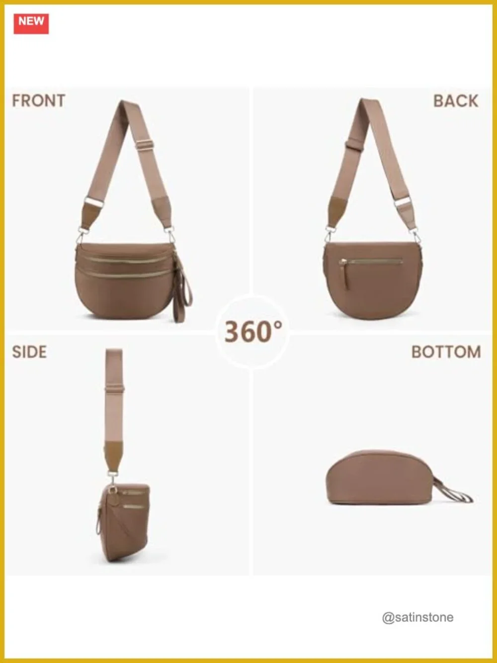 Nylon Crossbody Bag Half Moon Sling Belt Purse Adjustable Strap Spacious